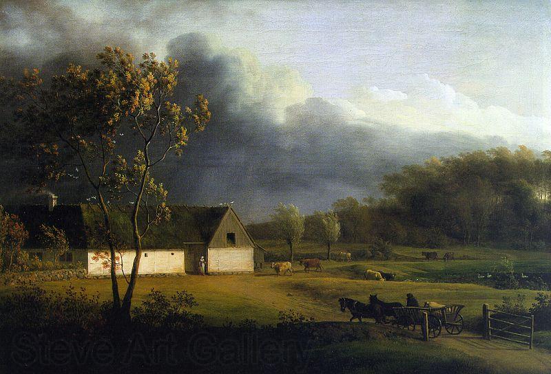 Jens Juel A Storm Brewing Behind a Farmhouse in Zealand Spain oil painting art